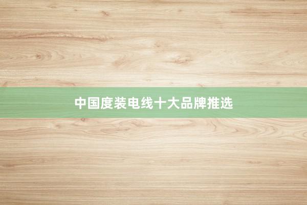 中国度装电线十大品牌推选